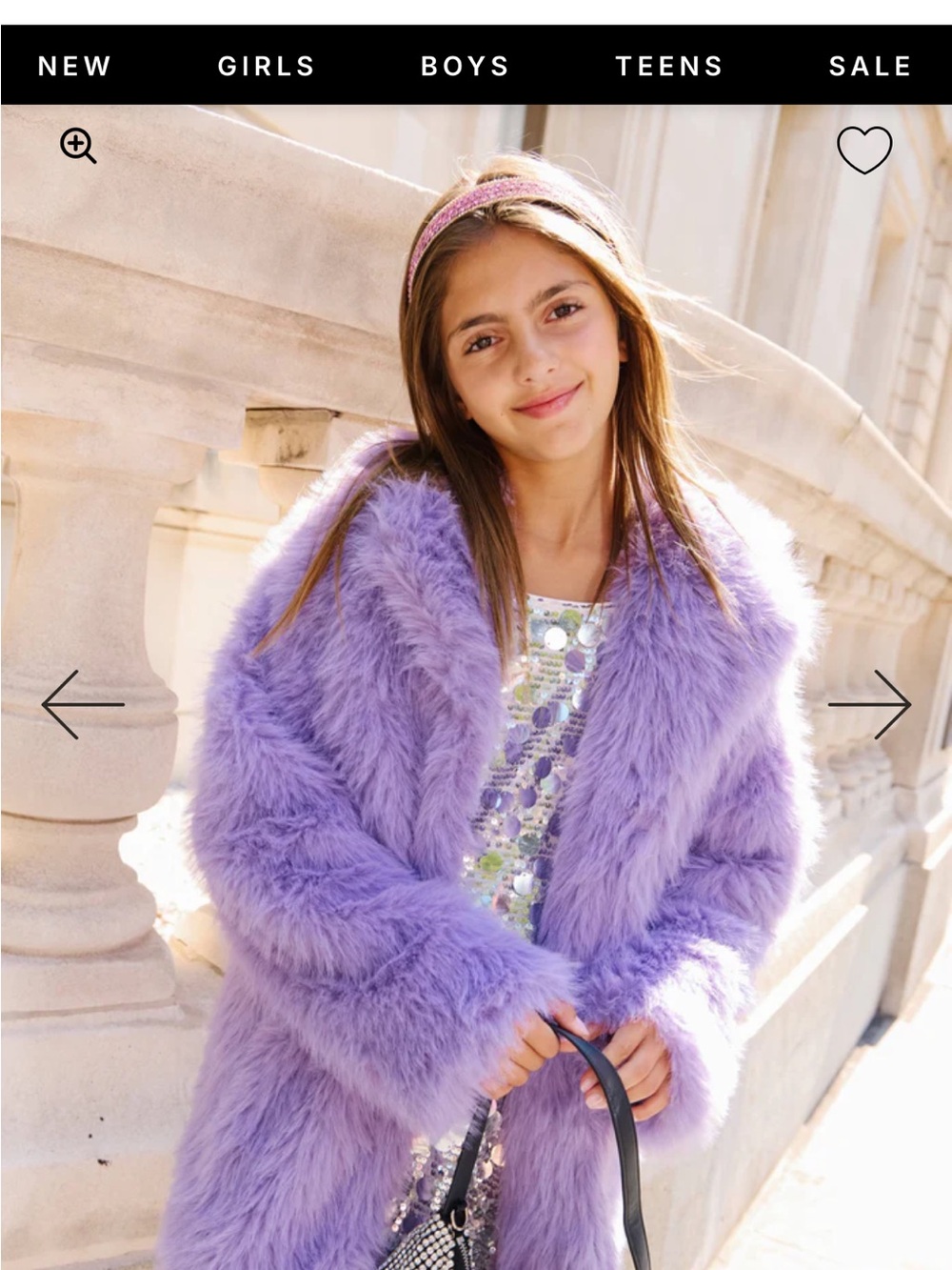 Lola + The Boys Lavender Faux-Fur Girls Coat